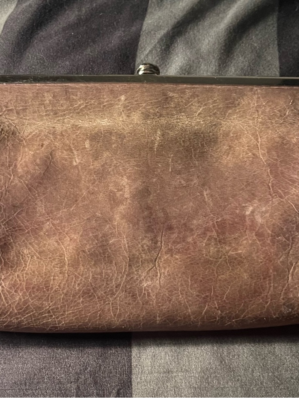 HOBO Brown Distressed Leather Frame Wallet Clutch